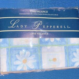 Lady Pepperell Valance  AUGUST BREEZE Straight 84”x15” Floral Blue White NEW NIP